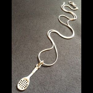 Sterling Silver Tennis Racket Charm Necklace.